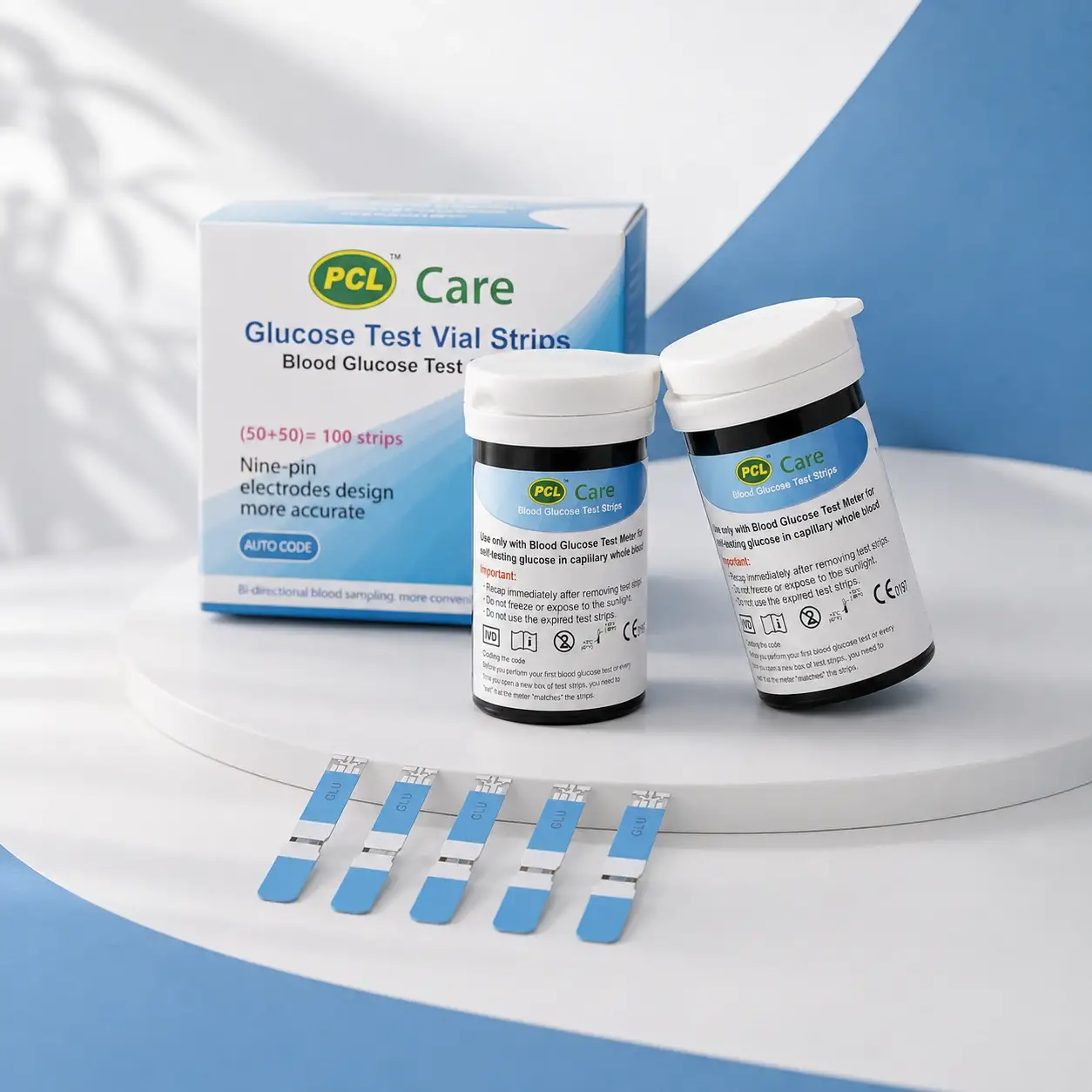 PCL Care Blood Glucose Test Strips (10 স্ট্রিপ+10 সুঁই)